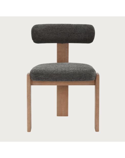 Elani - Chaise salle à manger en tissu gris piétement en bois blanchis
