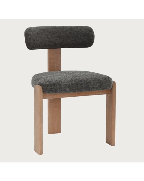 Elani - Chaise salle à manger en tissu gris piétement en bois blanchis