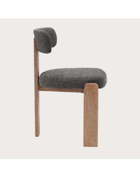 Elani - Chaise salle à manger en tissu gris piétement en bois blanchis