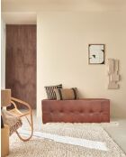 Palm - Banc rembourré en cuir marron capitonné