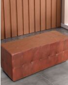 Palm - Banc rembourré en cuir marron capitonné