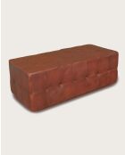 Palm - Banc rembourré en cuir marron capitonné