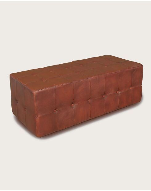 Palm - Banc rembourré en cuir marron capitonné