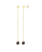 Boucles d'Oreilles en Vermeil Perles de Culture de Tahiti Ovales 8-9 mm