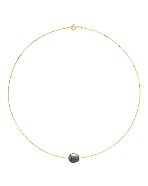 10—11 mm Halskette mit eingekreisten Tahiti-Zuchtperlen aus Vermeil
