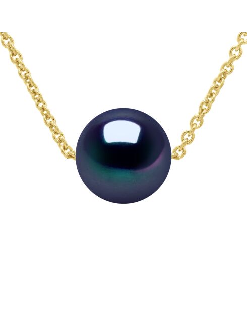 Collier en Vermeil Perle de Culture d'Eau Douce Ronde 8-9 mm Noire