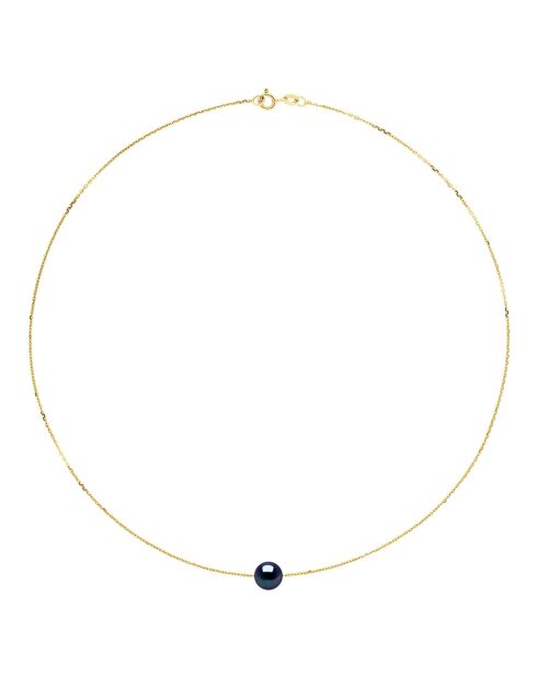8-9 mm zwarte ronde ketting met zoetwatergekweekte parel en vermeil
