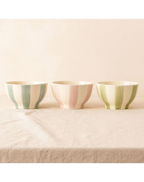 6 Bols Arlequin 70Cl
En Grès Blanc Rayures
Couleurs Assorties