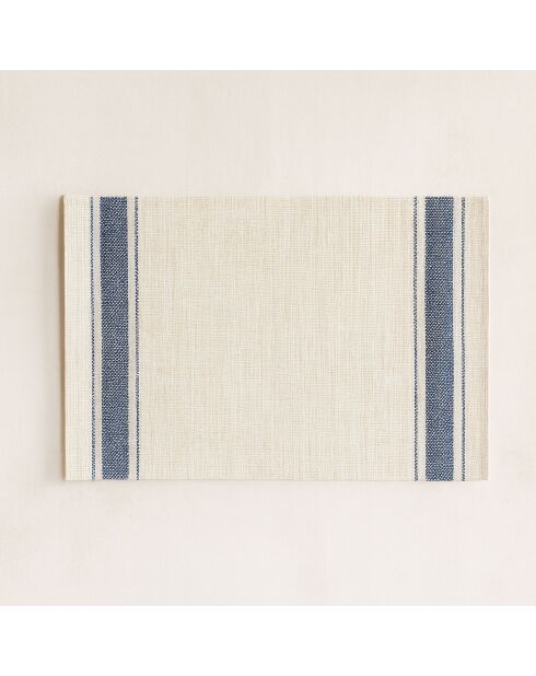 6 Sets De Table
Tissé 45X30Cm En
Pvc Bleu Et Beige