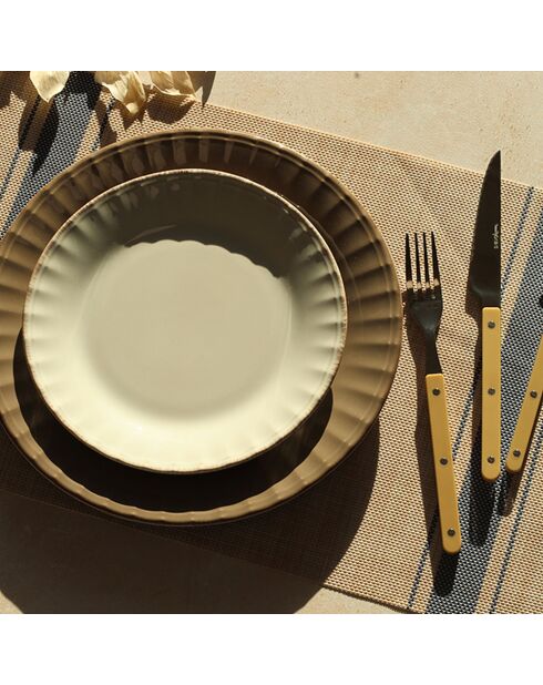 6 Sets De Table
Tissé 45X30Cm En
Pvc Bleu Et Beige