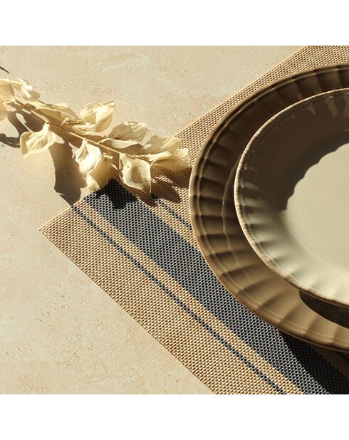 6 Sets De Table
Tissé 45X30Cm En
Pvc Bleu Et Beige