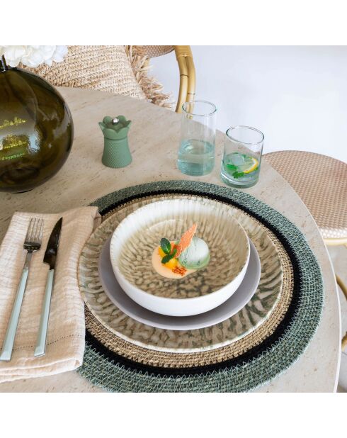 6 Coupelles Jade
600Ml En Grès Beige
Et Vert