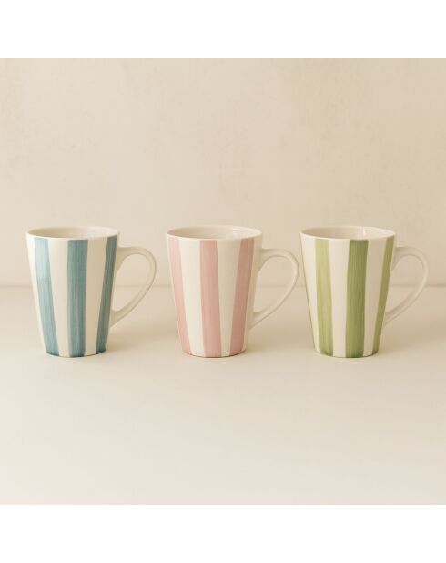 6 Mugs Arlequin 36Cl
En Grès Blanc Rayures
Couleurs Assorties