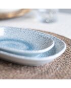 6 Assiettes Ovales
Aqua 23.5X13.5Cm En
Porcelaine Blanc Et Bleu