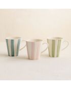 6 Tasse Arlequin 20Cl
En Grès Blanc Rayures
Couleurs Assorties