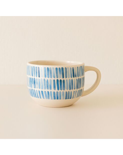 6 Jumbos Corfu 58Cl
En Grès Blanc Avec
Rayures Bleues