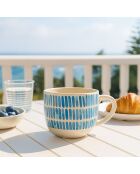 6 Jumbos Corfu 58Cl
En Grès Blanc Avec
Rayures Bleues