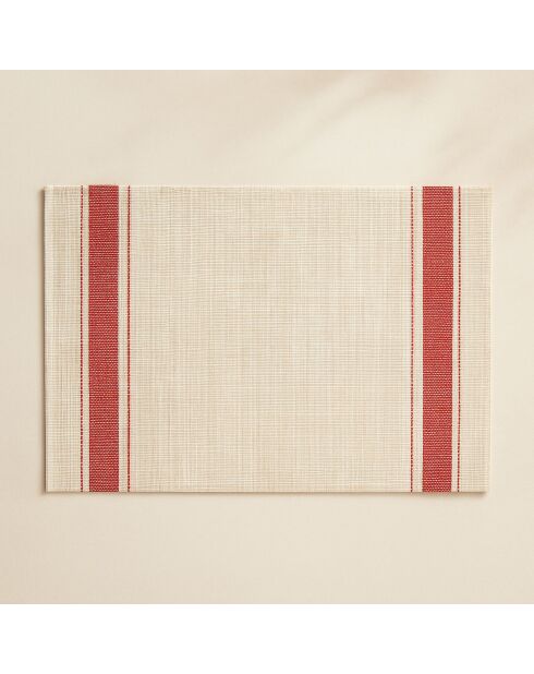 6 Sets De Table
Tissé 45X30Cm En
Pvc Rouge Et Beige