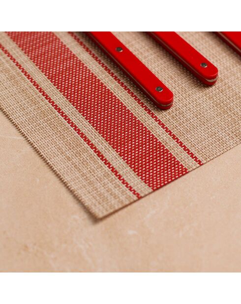 6 Sets De Table
Tissé 45X30Cm En
Pvc Rouge Et Beige