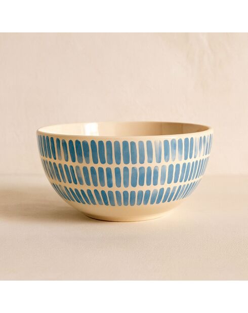6 Bols Corfu 58Cl
En Grès Blanc Avec Des
Rayures Bleues