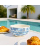 6 Bols Corfu 58Cl
En Grès Blanc Avec Des
Rayures Bleues