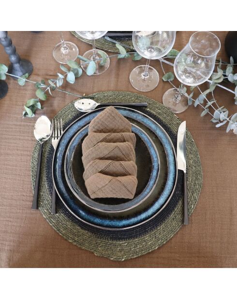 6 Sets De Table Luna
Rond 38Cm En Jonc De Mer
Naturel Et Vert