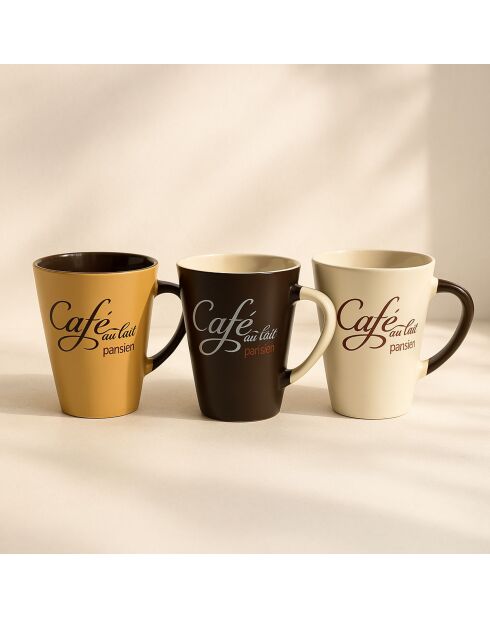 6 Mugs Café Parisien
30Cl En Grès 3 Décors
Assortis
