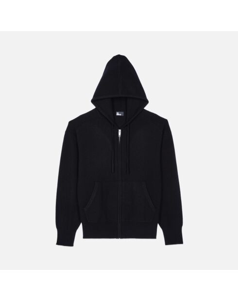 Sweatshirt à capuche en laine & cachemire noir