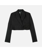 Veste courte plissée 100% laine noire