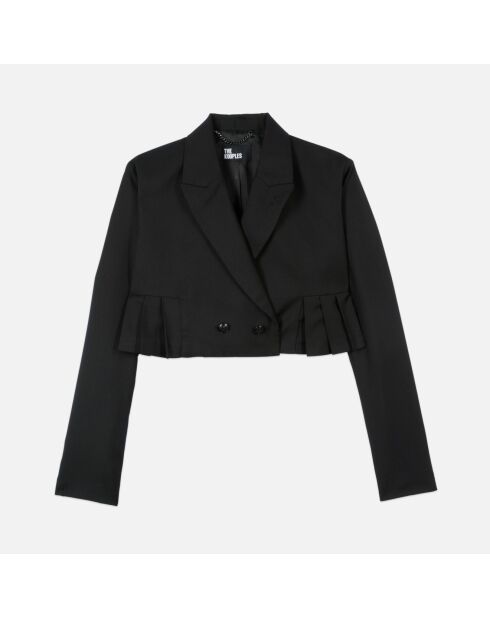 Veste courte plissée 100% laine noire