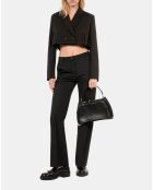 Veste courte plissée 100% laine noire