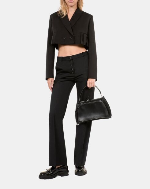 Veste courte plissée 100% laine noire
