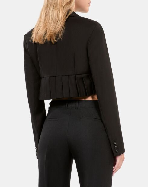 Veste courte plissée 100% laine noire