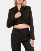Veste courte plissée 100% laine noire