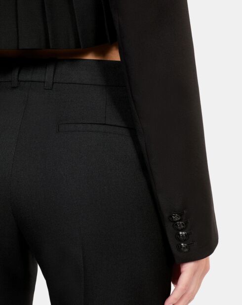 Veste courte plissée 100% laine noire