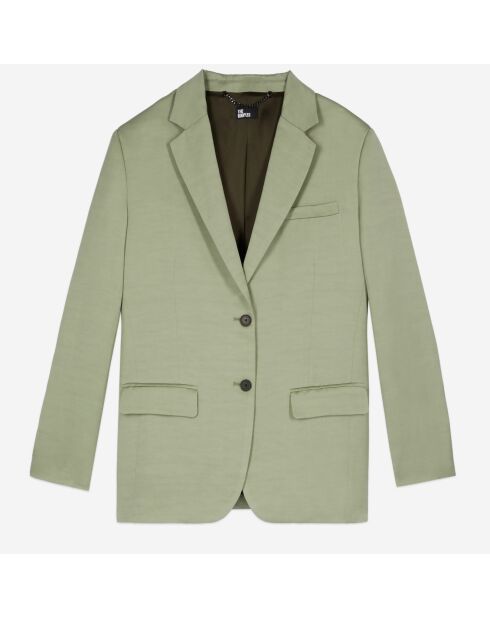 Veste tailleur en lin mélangé vert clair