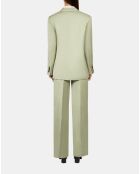 Veste tailleur en lin mélangé vert clair