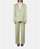 Veste tailleur en lin mélangé vert clair