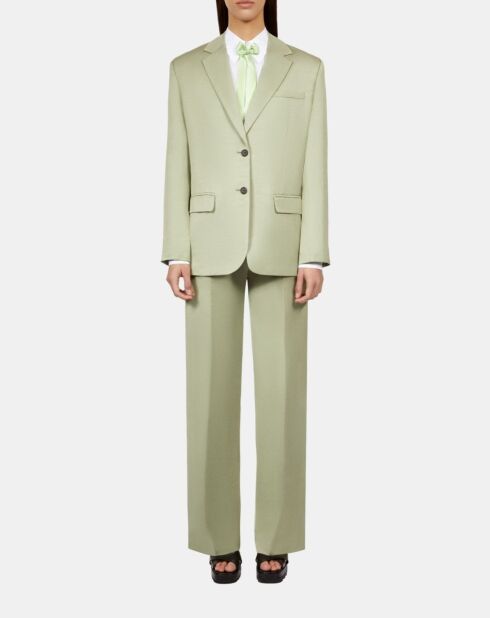 Veste tailleur en lin mélangé vert clair