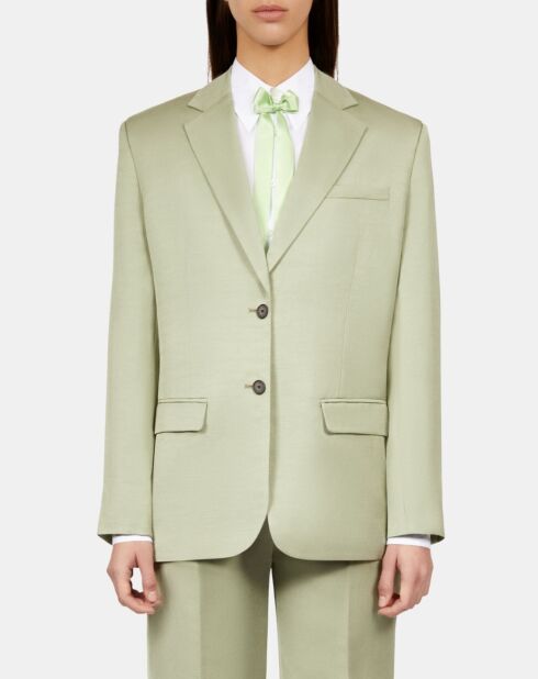 Veste tailleur en lin mélangé vert clair