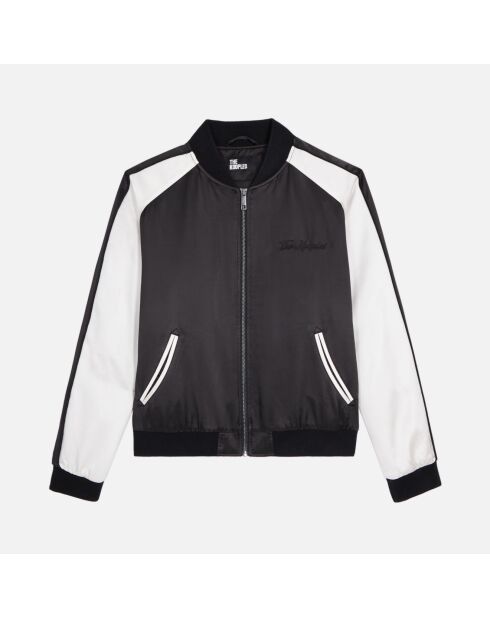 Blouson satiné noir et blanc