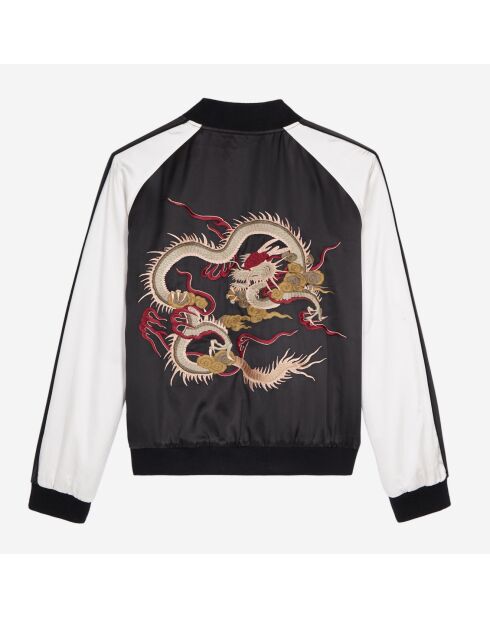 Blouson satiné noir et blanc