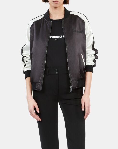 Blouson satiné noir et blanc