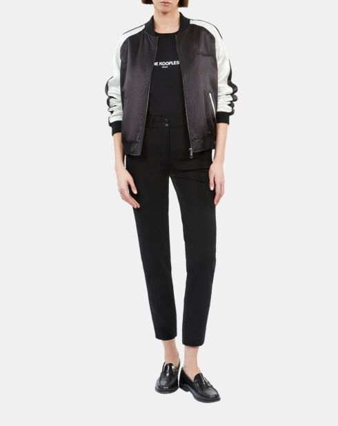 Blouson satiné noir et blanc