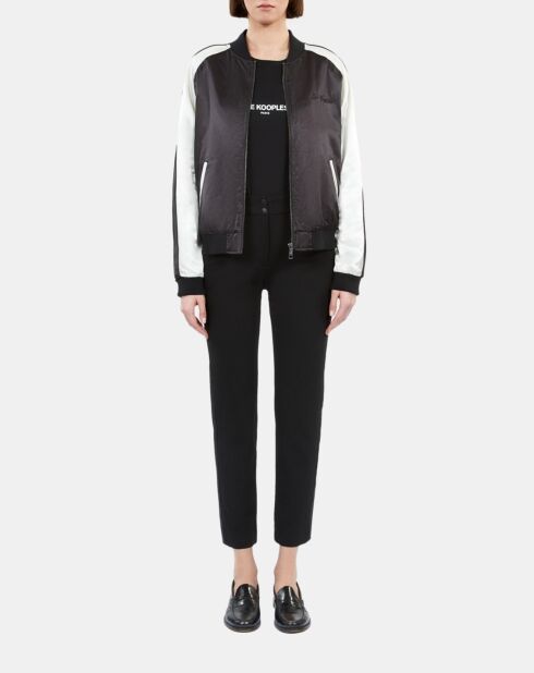 Blouson satiné noir et blanc