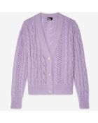 Cardigan en mélange de laine torsadé mauve