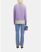 Cardigan en mélange de laine torsadé mauve