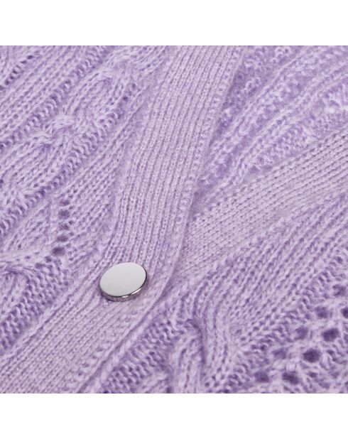 Cardigan en mélange de laine torsadé mauve
