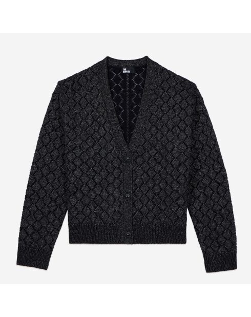 Cardigan en laine mélangée avec détails noir