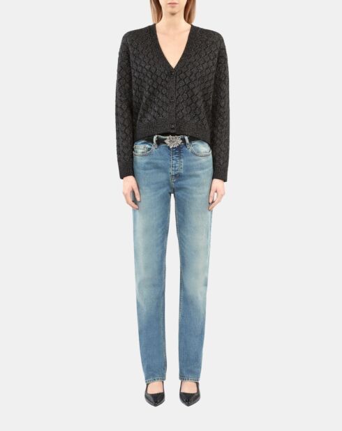 Cardigan en laine mélangée avec détails noir